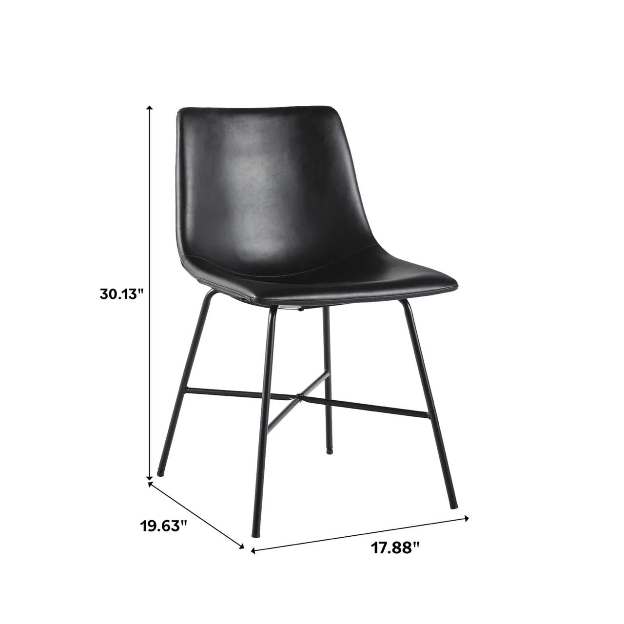 Xuma Modern Faux Leather Metal X Base Dining Chair, Set of 2, Black