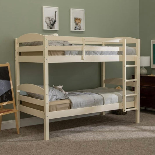 Carolina Transitional Solid Wood Twin-over-Twin Bunk Bed White