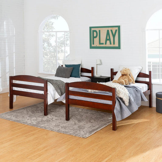 Carolina Transitional Solid Wood Twin-over-Twin Bunk Bed Cherry