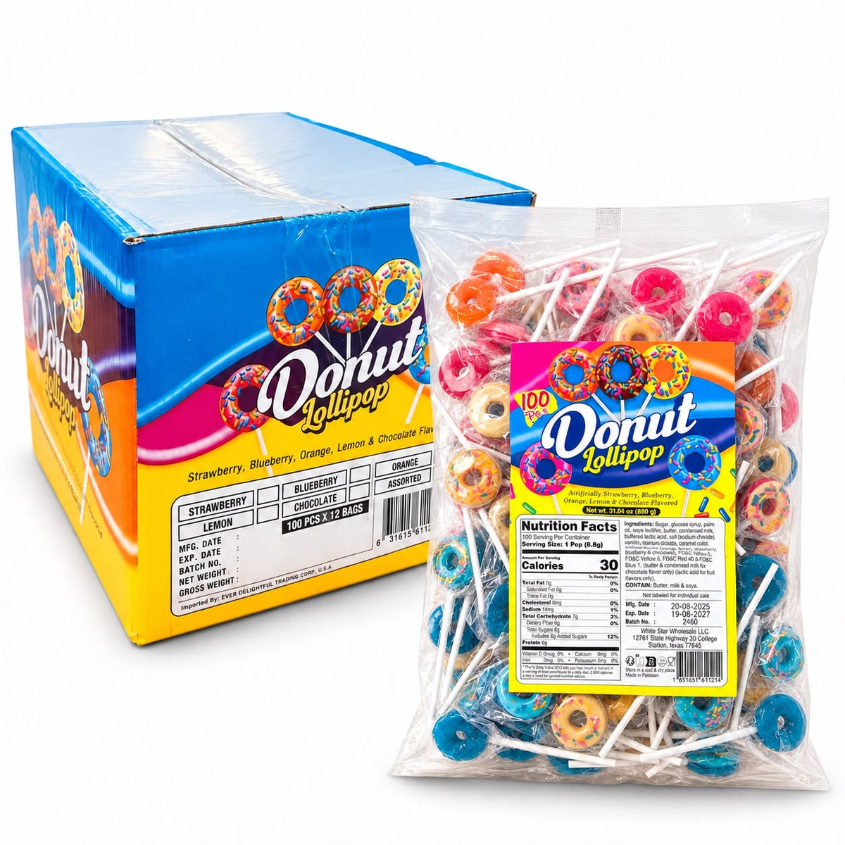 Donut Lollipop 100 count x 12 bags